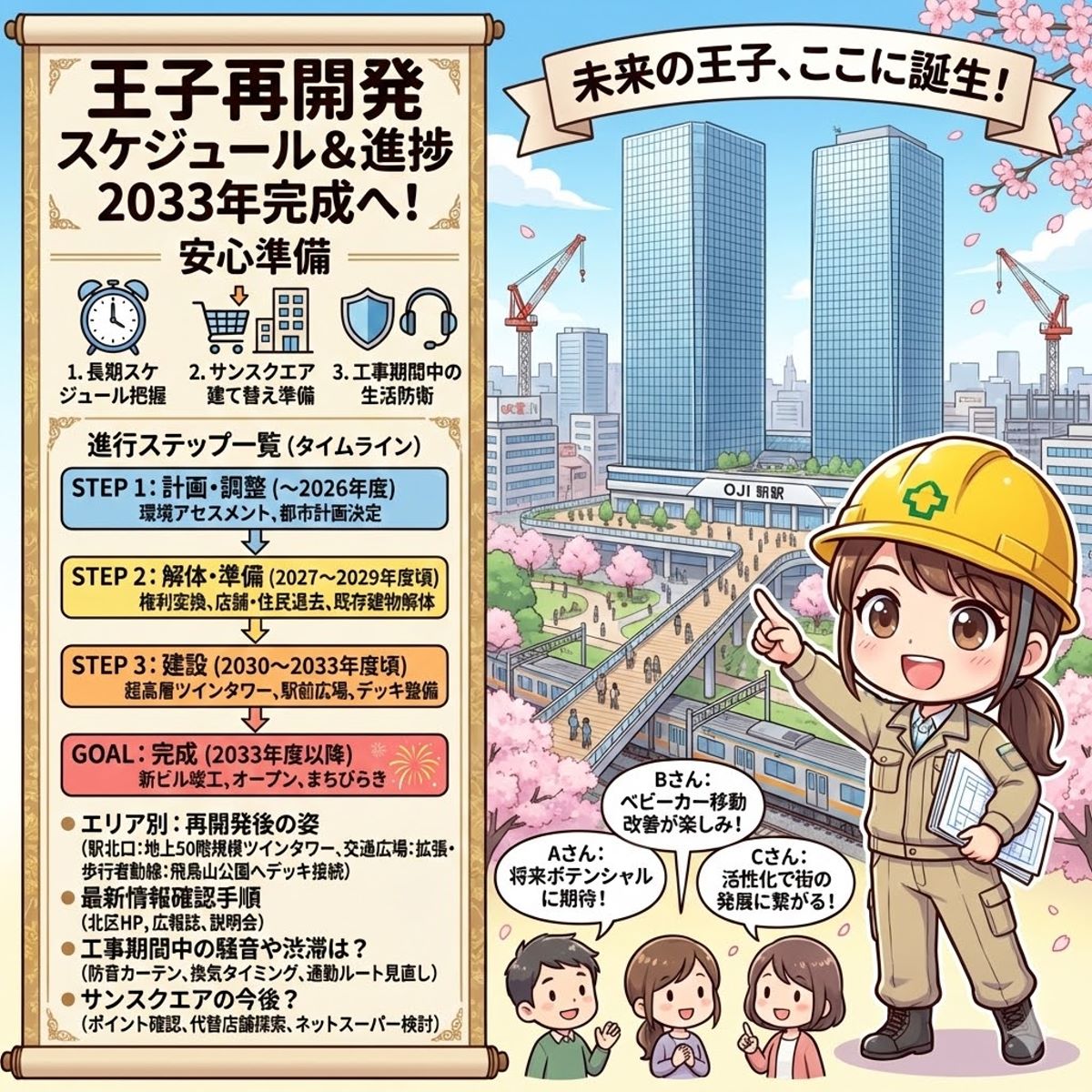 王子再開発のスケジュールと進捗は？2033年完成へ向かう3つの安心準備